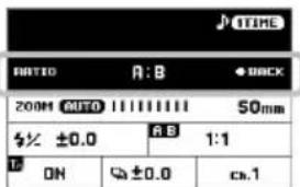 RATIO A:B • BACK 200M AUTO 50mm ±0.0 A B 1:1 ON ±0.0 ca.1