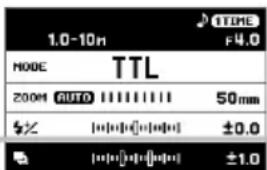 1.0-10m TIME F4.0 MODE TTL 200M AUTO 50mm $× [●●●●●●●●●●] ±0.0 ±1.0