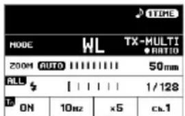 TIME MODE WL TX-MULTI •RATIO 200M AUTO 50mm ALL : I I I I 1/128 ON 10Hz ×5 c#.1