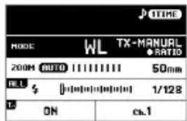 TIME MODE WL TX-MANUAL RATIO 200M AUTO 1111111 50mm ALL S J-1/128 ON ca.1