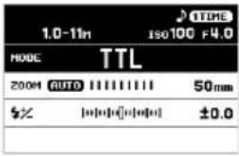 1.0-1lm ISO100 F4.0 HODE TTL 200M AUTO 11111111 50mm $× [=±0.0] ±0.0