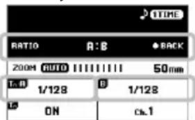 RATIO A:B BACK 200M AUTO 50mm T: A 1/128 B 1/128 L: ON Cb.1