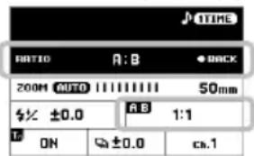 RATIO A: B • BACK 200M AUTO 50mm ±0.0 A B 1:1 ON ±0.0 ca.1