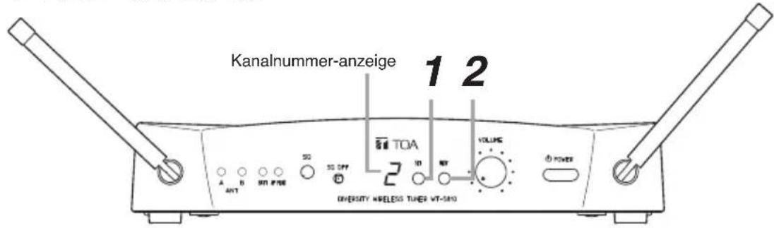 Kanalnummer-anzeige 1 2 TOA VOLUME POWER DIVERSITY WIRELESS TIMER VT-510