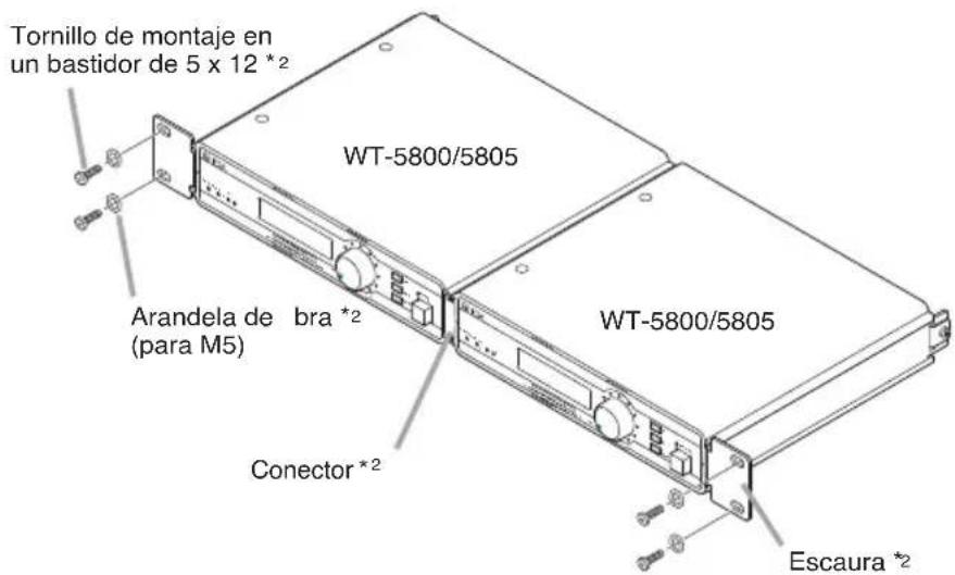 Tornillo de montaje en un bastidor de 5 x 12 *2 WT-5800/5805 Arandela de bra *2 (para M5) Conector *2 WT-5800/5805 Escaura *2