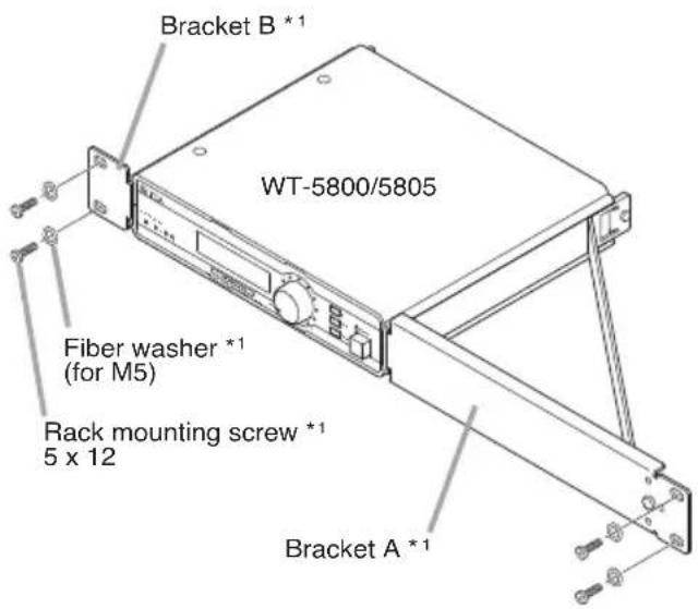 Bracket B *1 WT-5800/5805 Fiber washer *1 (for M5) Rack mounting screw *1 5 x 12 Bracket A *1