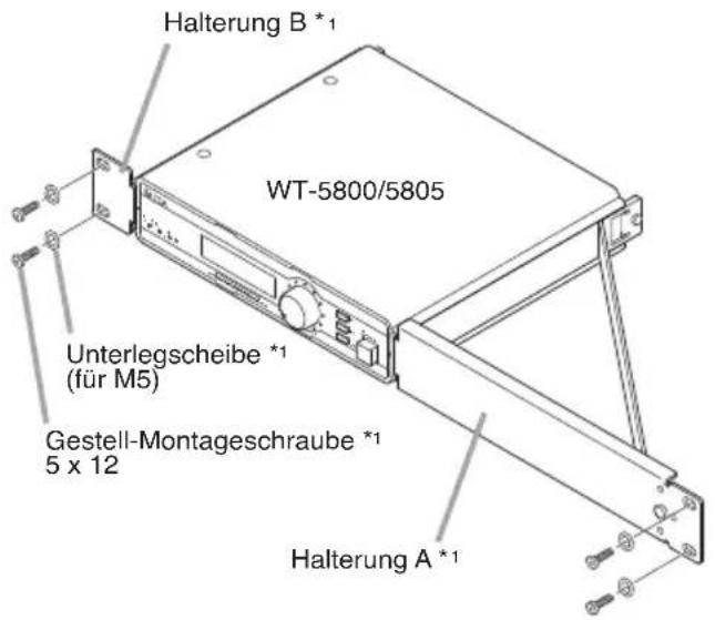 Halterung B *1 WT-5800/5805 Unterlegscheibe *1 (für M5) Gestell-Montageschraube *1 5 x 12 Halterung A *1