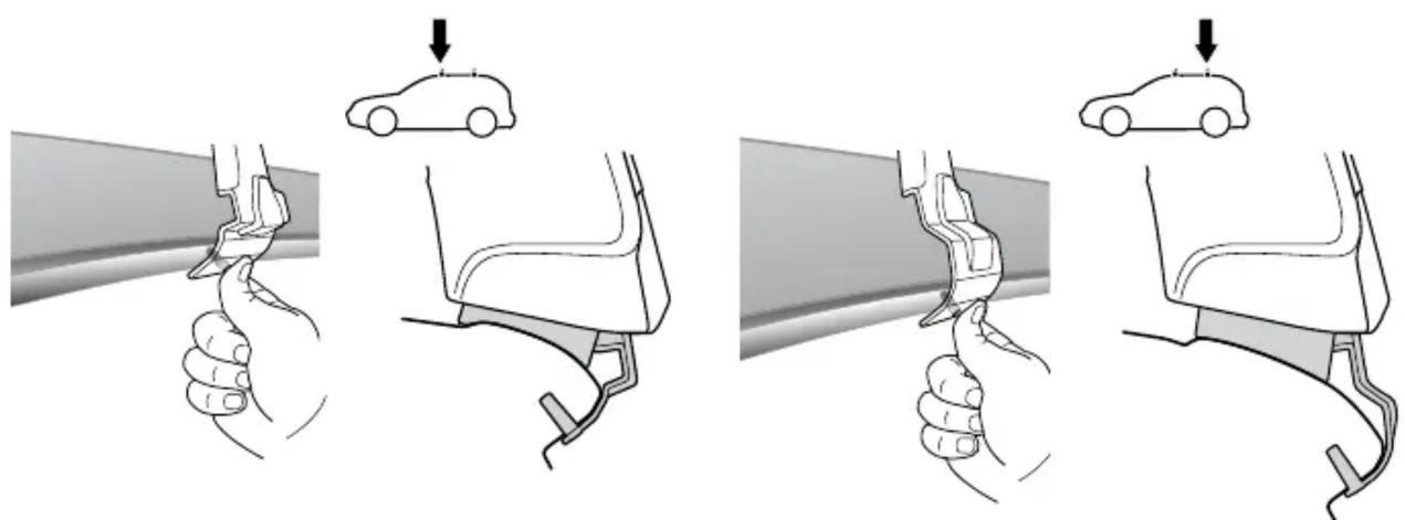 Diagram illustrating car grip and grip mechanism with labeled parts and directional arrows indicating movement or force.