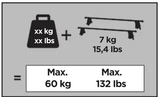 xx kg xx lbs + 7 kg 15,4 lbs = Max. Max. 60 kg 132 lbs