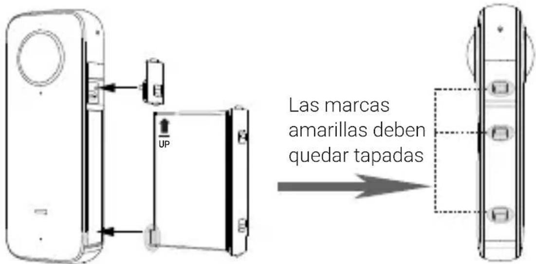 Las marcas amarillas deben quedar tapadas