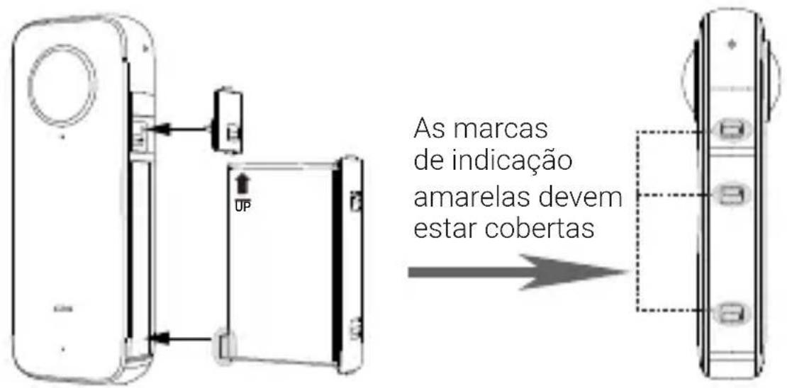 As marcas de indicação amarelas devem estar cobertas