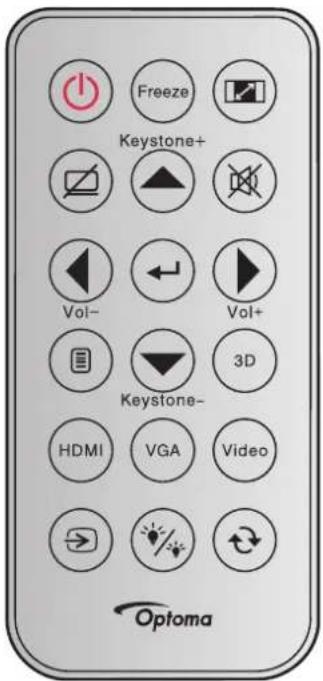Freeze Keystone+ Vol- Vol+ Keystone- 3D HDMI VGA Video Optoma