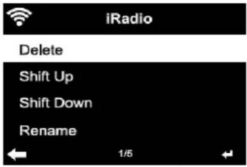 iRadio Delete Shift Up Shift Down Rename 1/5