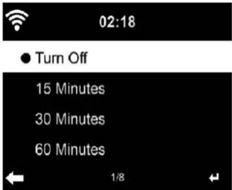 02:18 ● Turn Off 15 Minutes 30 Minutes 60 Minutes 1/8