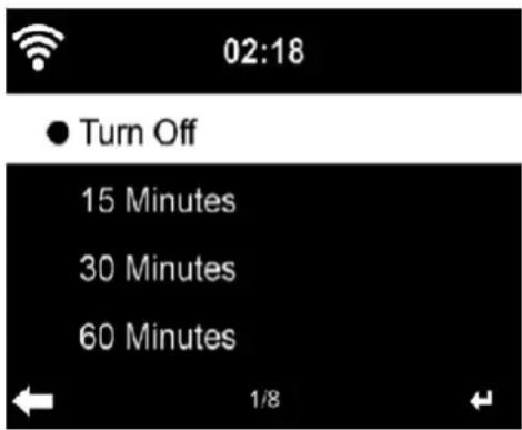 02:18 ● Turn Off 15 Minutes 30 Minutes 60 Minutes ← 1/8 ←
