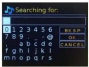Searching for: 0 1 2 3 4 5 6 7 8 9 . - @ , a b c d e f g h i j k l m n o p q r s BK SP OK CANCEL