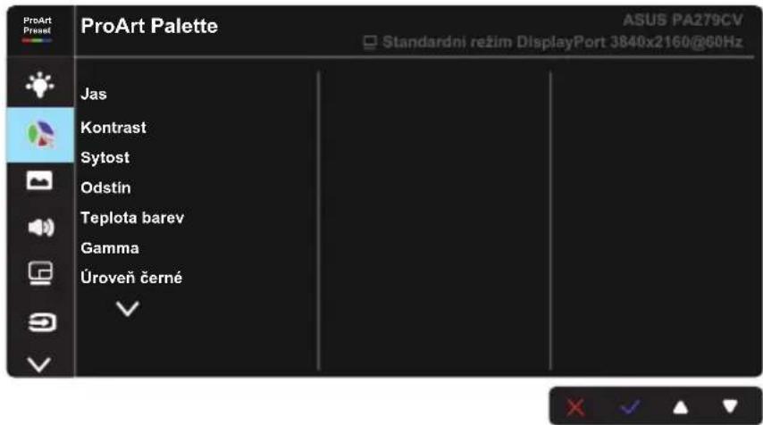 ProArt Preset Jas Kontrast Sytost Odstin Teplota barev Gamma Úroveň černé ASUS PA279CV Standardni režim DisplayPort 3840x2160@60Hz