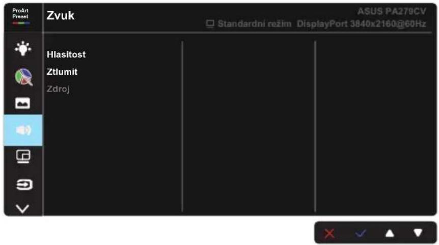 ProArt Prasei Zvuk ASUS PA279CV Standardni režim DisplayPort 3840x2160@60Hz Hlasitost Ztlumit Zdroj
