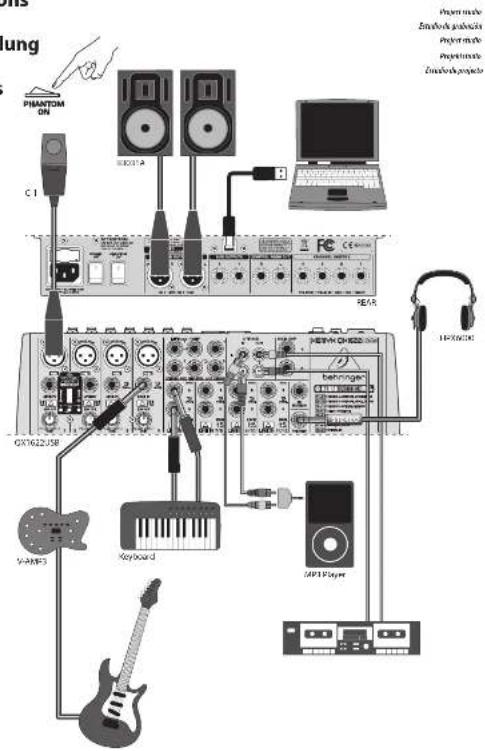 BEHRINGER XENYX QX2222USB - XENYX QX2222USB/QX1622USB Hook-up - 1