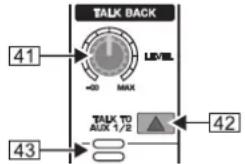 TALK BACK LEVEL 40 MAX TALK TO AUX 1/2 41 43 42