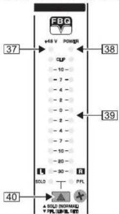 FBQ +48 V POWER 37 CLP -10 - -7 - -4 - -2 - -0 - -2 - -4 - -7 - -10 - 20 - 39 L -30 - SOLO PFL 40 ▲ SOLD NORMAL ▼ PFL LEVEL SBD