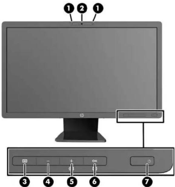 HP EliteDisplay S231D - Ovládací prvky na předním panelu - 1