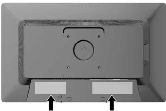HP EliteDisplay S231D - Umístění štítků s parametry produktu - 1