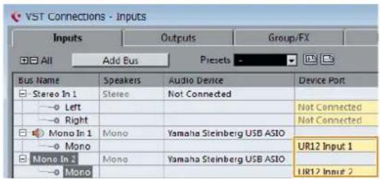 STEINBERG UR12 - Select UR12 ports for [Device Port] on both the Inputs and Outputs tabs. - 1