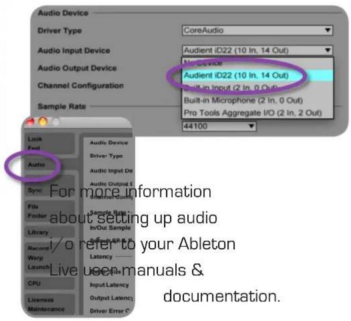 Audient iD22 - Operation with Ableton Live - 2