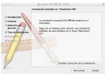 Instalación extender en "Macintosh HD" • Introducción • Licencieta • Selección de destino • Tipo de instalación • Instalación • Fontes La instalación escarpá 54.0 M2 de escarpá en el ordinador: Hapa c/c en Instalación para realizar una instalación estender de sus software en el tipo "Macintosh HD". Carrier aplicación de la instalación... Remicador Instal