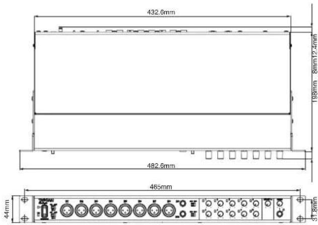 TASCAM US-16x08 - Dimensioni - 2