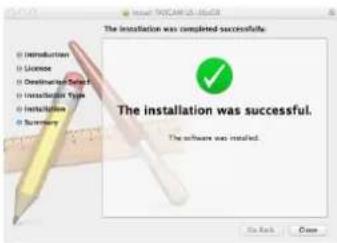 The installation was completed successfully. Introduction License Destination System Installation Type Installation Installation Supplementary The installation was successful. The software was installed. On Back Close