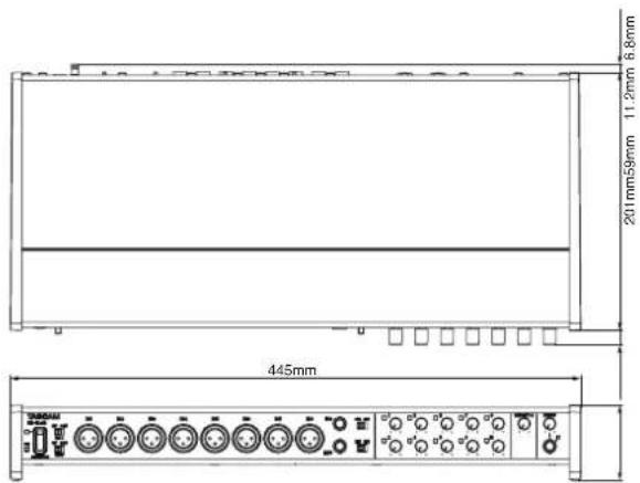 TASCAM US-16x08 - 寸法図 - 1