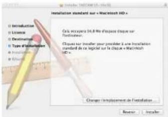 Installation standard sur « Macintosh HD » 1) Installation 2) License 3) Destination 4) Type d'installation 5) Installation 6) Modification Cats occupera 24,8 No d'espace d'apure sur d'installation. Cloués sur folder pour modifier à une Installation standard de ce lépicate sur la clope « Macintosh HD ». Chençer l'emplacement de l'installation... Reverse Installer