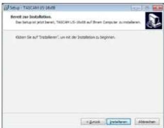 Setup - TASCAM US Modif Report zur Installation. Das Setup für zum Markt, TASCAM US Modif auf dem Computer zu installen. Köhen Sie auf "Installern", um not de Installation zu beginnen.
