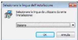 Selezionare la lingua dell'installazione Selezionare la lingua da utilizzare durante installazione: Italiano OK Annulia