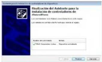 Finalización del Asistente para la instalación de controladores de las administrativos Las controladores en la material constitueles a sucho equipo Las controladores en el producto hasta que, como el equipo. Nombre inclinado: listao √ No. Corporation (laser) - Desarrollo inclinado Finish Endo