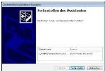 Gefertigstellen Installations-Accident Fertigstellen des Assistenten Die Tredner kürden sich dem Computer installiert. Status: ✓ HEAD-Generation Status... Event wird installiert!