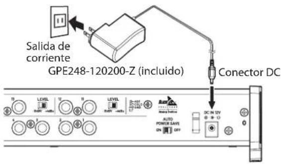 Salida de corriente GPE248-120200-Z (incluido) Conector DC