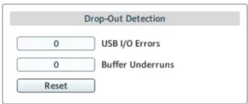 Drop-Out Detection 0 USB I/O Errors 0 Buffer Underruns Reset