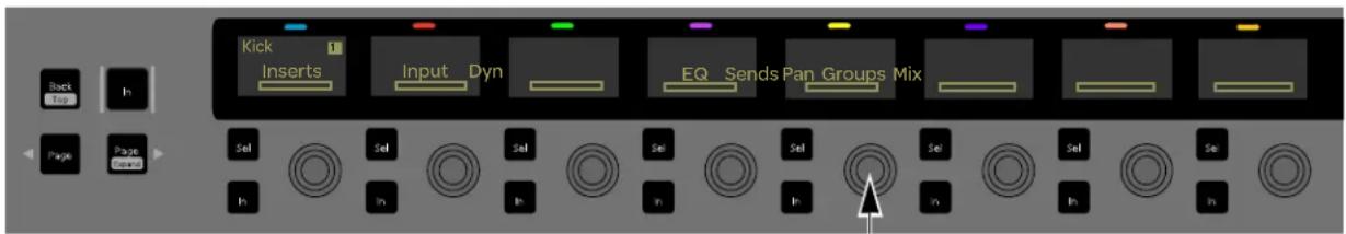Kick Inserts Input Dyn EQ Sends Pan Groups Mix Back Top In Page Page Ground Sel Sel Sel Sel Sel Sel Sel Sel In In In In In In