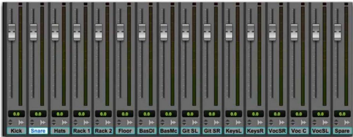 0.0 Kick Snare Hats Rack 1 Rack 2 Floor BasDI BasMc Git SL Git SR KeysL KeysR VocSR Voc C VocSL Spare