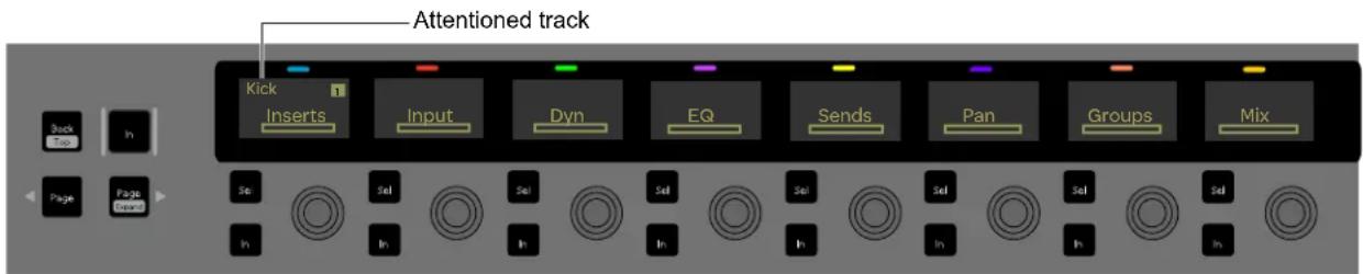 Attentioned track Kick Inserts Input Dyn EQ Sends Pan Groups Mix Back In Page Page Dreams Sel In Sel In Sel In Sel In Sel In Sel In Sel In