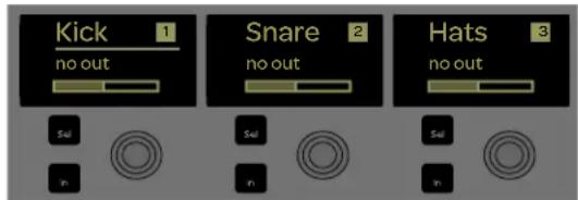 Kick 1 Snare 2 Hats 3 no out no out no out Sal in Sal in Sal in