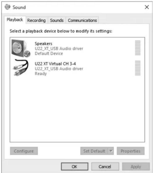 ESI U22 XT - Windows Audio Settings - 1