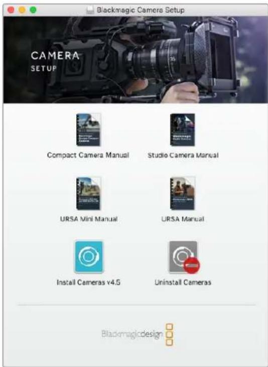 Blackmagic Camera Setup CAMERA SETUP Compact Camera Manual Studio Camera Manual URSA Mini Manual URSA Manual Install Cameras v4.5 Uninstall Cameras Blackmagicdesign