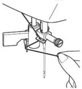 Line drawing of a hand holding a tool with a pen inserted, no text or symbols present