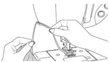 Line drawing of hands connecting a cable to a small electronic component (no text or symbols)