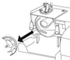 Technical line drawing of a mechanical assembly with a gear and housing (no text or symbols)
