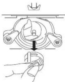 Diagram of a hand holding a tool interacting with a mechanical component, no text or symbols present